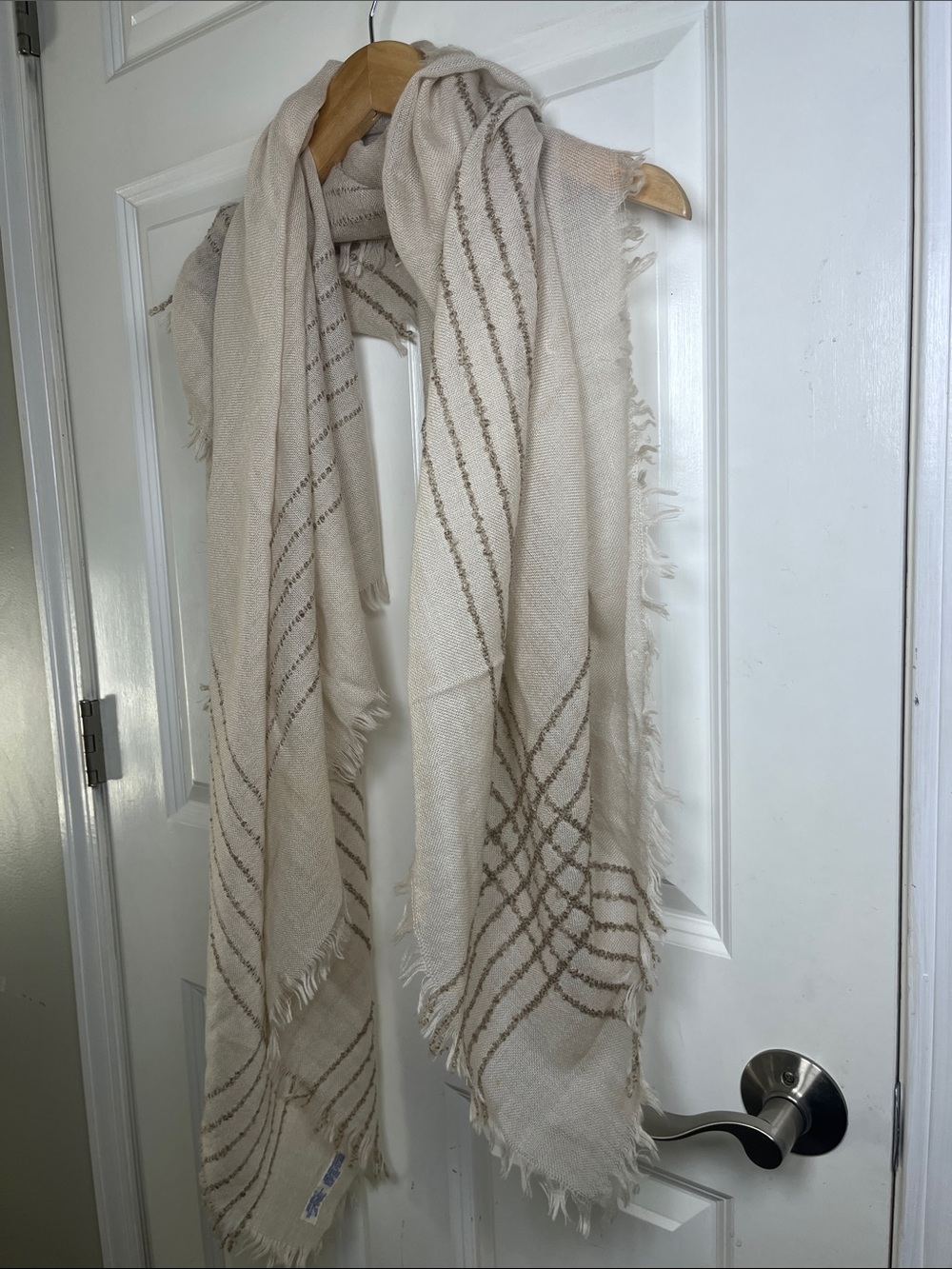Wool lagenlook  Scarf OS Cream neutral ‎Vintage minimalist